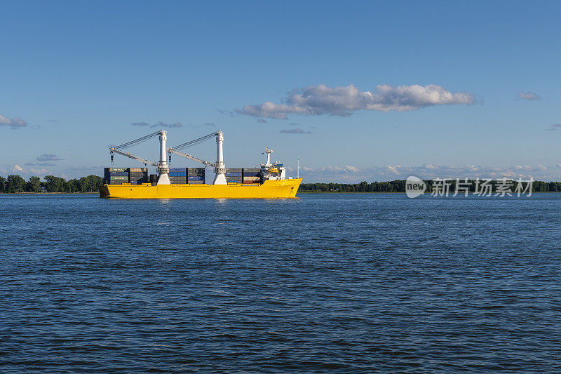 container ship on St. Lawrence River in Trois-Rivieres in Canada